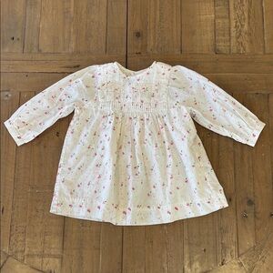 Bonpoint bright pink mini floral button back dress 12 months